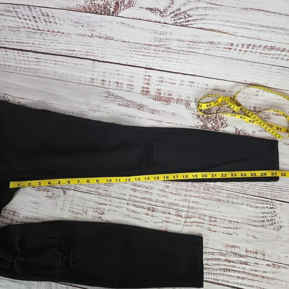 NWT Retro Current Elliott Jet Black Destroy Jeans 25 Casual 80's Skinny Parisian